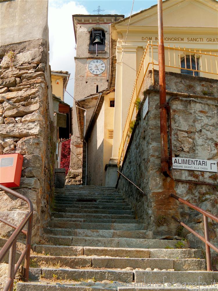 Montesinaro fraction of Piedicavallo (Biella, Italy) - Stairs towar the oratory of San Grato